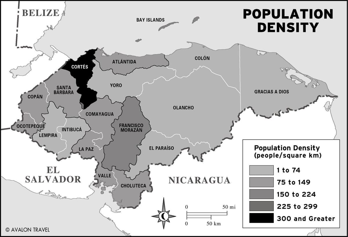 map of Honduras-জনসংখ্যা