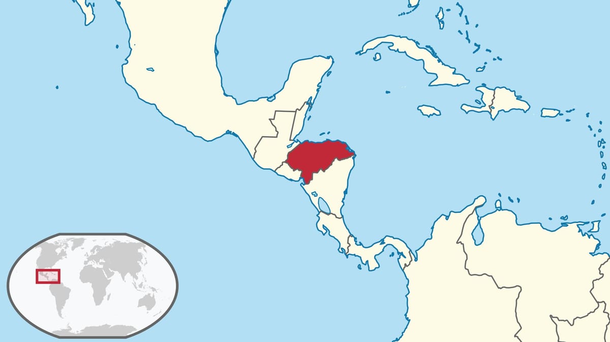 হন্ডুরাস অবস্থান বিশ্ব মানচিত্র