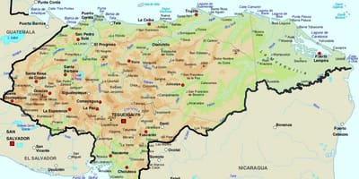 মানচিত্র, হন্ডুরাস এবং পার্শ্ববর্তী দেশ